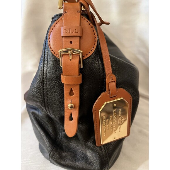 RALPH LAUREN BLACK LEATHER HOBO COLLECTION VINTAGE SHOULDER BAG - Picture 3 of 12